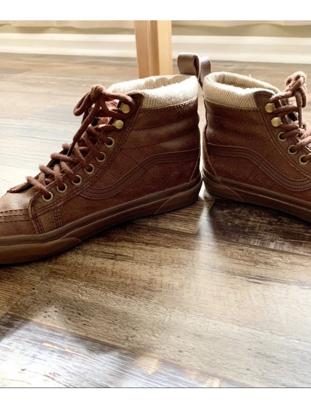 Vans Brown High-Top Leather Skate Sneakers